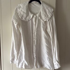 Maternity (or non) Linen White Peter Pan collar blouse